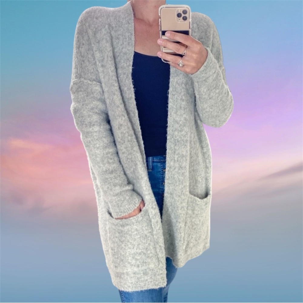 Free People Gray Phantom Open Cardigan Sz M - Picture 16 of 16